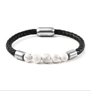 Genuine Leather Five Stone Braided Bracelet